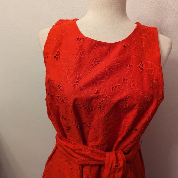 Ann Taylor Eyelet Belted Halter Flare Dress - Picture 7 of 13